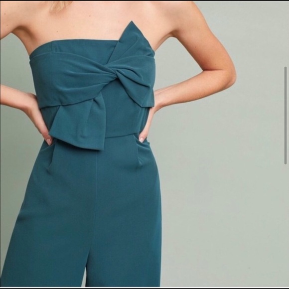 Anthropologie Pants - Anthropologie Emerald Green Strapless Jumpsuit